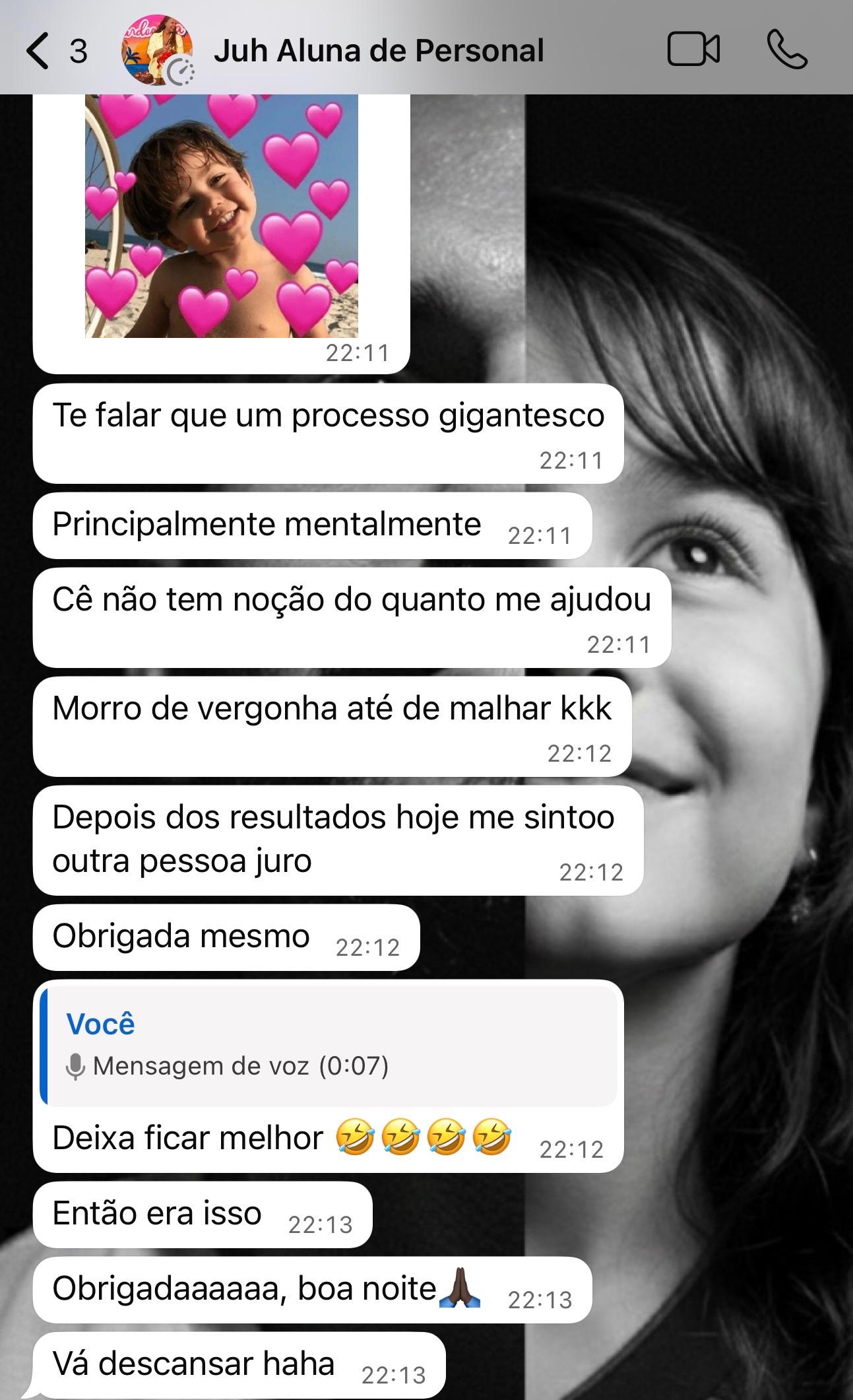 Depoimento da Juh: processo gigantesco mentalmente e se sente outra pessoa