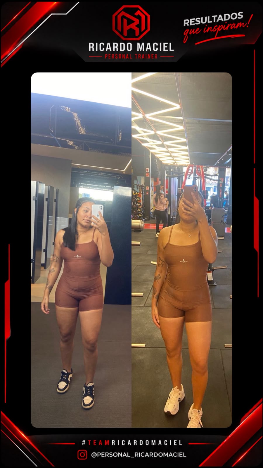Antes e depois de aluna