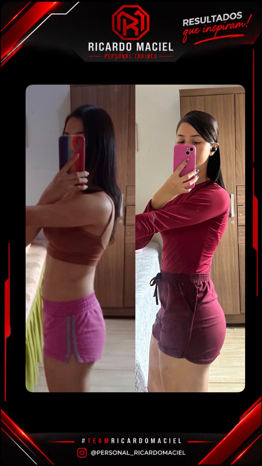 Antes e depois de aluna