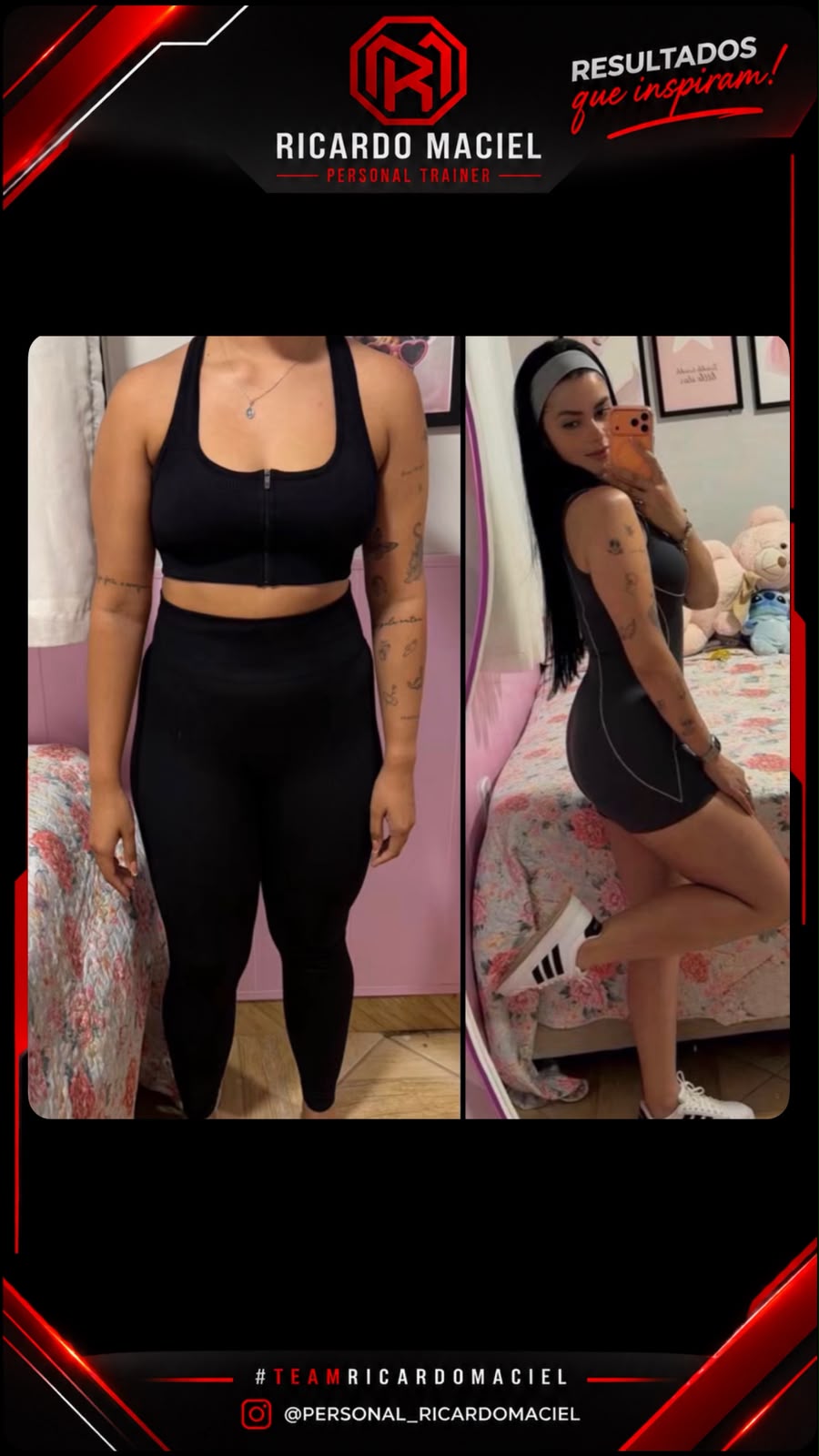 Antes e depois de aluna